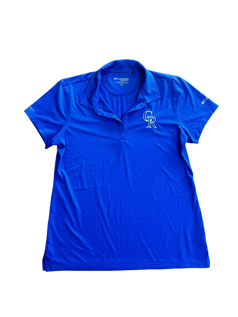 Columbia Colorado Rockies CR Logo Polo Purple Women's L MLB Moisture Wicking